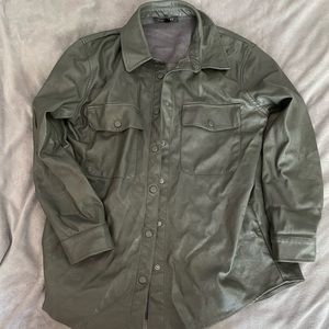 Faux leather shacket
